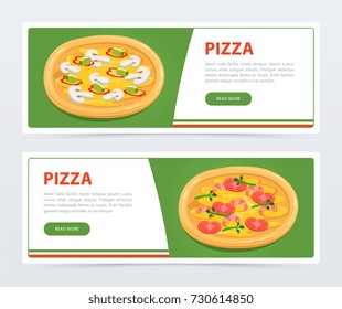 Pizza banner template with different ingredients