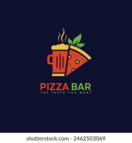 Pizza Bar Logo Design Plantilla - Pizza Bar Gourmet - Combo de Pizza y Bar Café