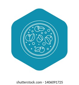 Pizza with basil icon. Outline illustration of pizza with basil vector icon for web