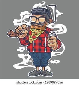 Pizza Beard Cartoon Character