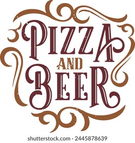 Anuncio de texto personalizado de pizza y cerveza