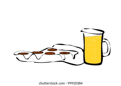 pizza and beer doodle
