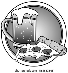 Pizza and Beer Illustration