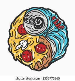 Pizza And Beer Yinyang - Vector Illustration