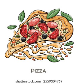 Pizza is a beloved Italian dish featuring a round flatbread topped with tomato sauce, cheese, and various ingredients, traditionally baked in a wood-fired oven