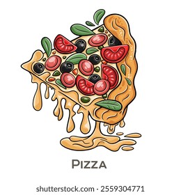 Pizza is a beloved Italian dish featuring a round flatbread topped with tomato sauce, cheese, and various ingredients, traditionally baked in a wood-fired oven