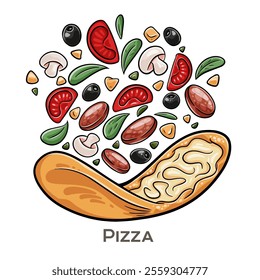 Pizza is a beloved Italian dish featuring a round flatbread topped with tomato sauce, cheese, and various ingredients, traditionally baked in a wood-fired oven