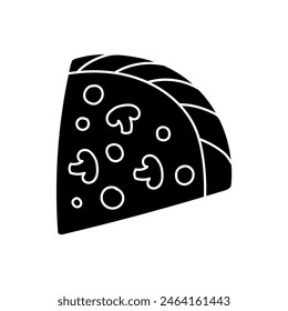 Pizza black hand drawn icon