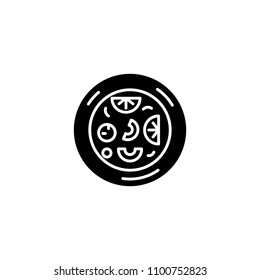 Pizza black icon concept. Pizza flat  vector symbol, sign, illustration.