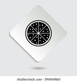 Pizza - black vector icon  on a paper button