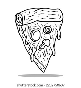 Pizza Black And White Graphic Vector T-shirt Illustration