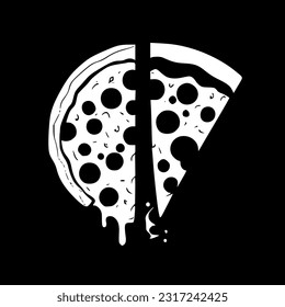 Pizza | Black and White Vector illustration