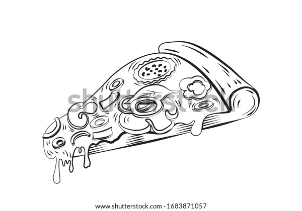 Pizza Black White Vector Illustration Icon Stock Vector (Royalty Free ...