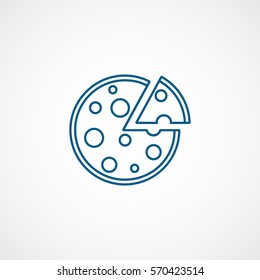 Pizza Blue Line Icon On White Background