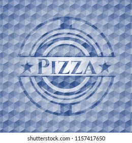 Pizza blue polygonal badge.