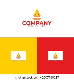Pizza Boat Logo Design Template Vector