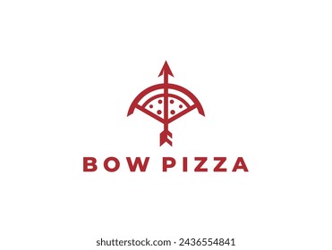 pizza with bow logo. fast food, restaurant and cafe symbol icon design