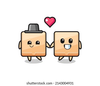 pizza box cartoon character couple with fall in love gesture , cute design