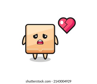 pizza box cartoon illustration is broken heart , cute design