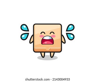 pizza box cartoon illustration with crying gesture , cute design