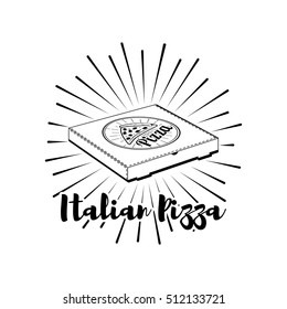 Pizza Box. Pizza Delivery. Traditional Italian Cuisine. Vector Illustration