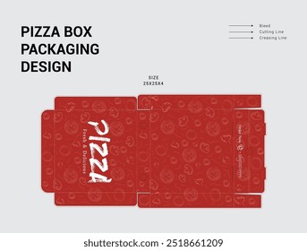 Projeto De Caixa De Pizza, Projeto De Embalagem De Caixa De Pizza, Projeto De Embalagem De Vetor Abstrato, Pronto Para Impressão.