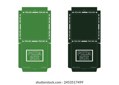 Diseño de caja de pizza, Diseño de embalaje de pizza, Plantillas de diseño de caja de pizza, Diseño de caja de bocetos, Caja de cartón realista de pizza. Diseño Abstractas del embalaje del Vector