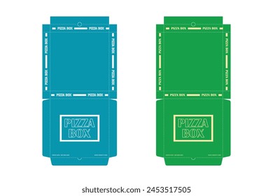 Diseño de caja de pizza, Diseño de embalaje de pizza, Plantillas de diseño de caja de pizza, Diseño de caja de bocetos, Caja de cartón realista de pizza. Diseño Abstractas del embalaje del Vector
