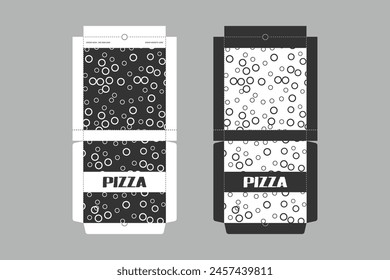 Pizza Box Design, Pizza Packaging Design, Pizza Box Ddesign Templates, Sketch Box Design, Pizza Realistic Cardboard Box. Abstract Vector Packaging Design.