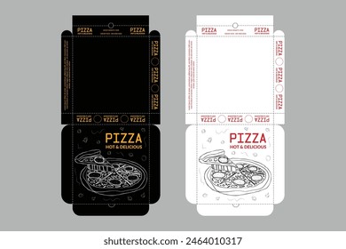 Diseño De Caja De Pizza, Diseño De Embalaje De Pizza, Plantillas De Diseño De Caja De Pizza, Embalaje De Vector Abstractas, Listo Para Imprimir.