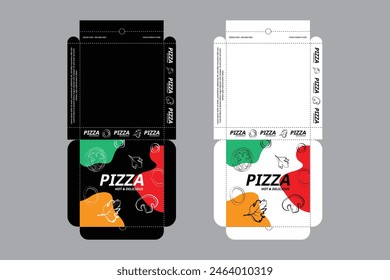 Pizza Box Design, Pizza Packaging Design, Pizza Box Design Templates, Abstract Vector Packaging,  Ready For Print.