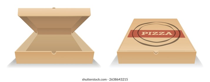 Pizza box design template. Pizza package isolated vector illustration