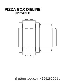 Caja de Pizza Dieline, Caja de Embalaje, Diseño de Caja Editable, Troquelado de Plantilla, Dieline Plantilla 