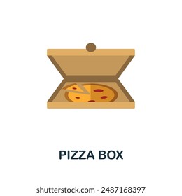 Pizza Box flat icon. Colored sign from take away service collection. Creative Pizza Box icon illustration for web design, infographics and more