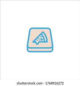Pizza box. food delivery service icon flat vector logo design trendy illustration.  Simple graphic symbol signage