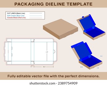 Pizza Box, Gift box, Storage Box, Dieline Template Editable Vector File