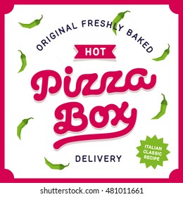 Pizza Box Graphic Design. Modern And Clean Template For Pizzeria Delivery. Bright Logo Concept