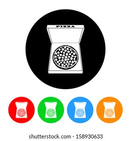 Pizza Box Icon with Color Variations
