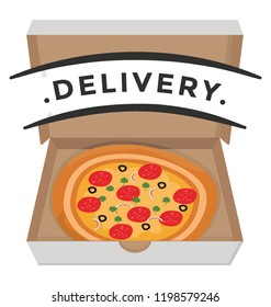 
Pizza box icon for pizza delivery 
