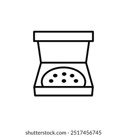 Pizza in box icon. Simple outline design depicting a pizza in box, ideal for food delivery, packaging design, and restaurant branding. Vector illustration