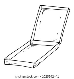 Pizza box icon. Vector illustration of an empty pizza box. Hand drawn pizza box.