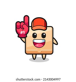 pizza box illustration cartoon with number 1 fans glove , cute design