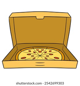 Pizza in a box illustration hand drawn isolated vector