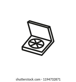 Pizza in box line icon. Pizza delivery, pizzeria, Italian food. Takeaway food concept. Vector illustration can be used for topics like food, unhealthy eating, traditional cuisine