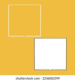 Pizza box line mockup. Vector illustration. Empty cardboard container template.