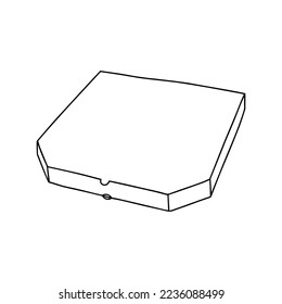Pizza box line mockup. Vector illustration. Empty cardboard container template.