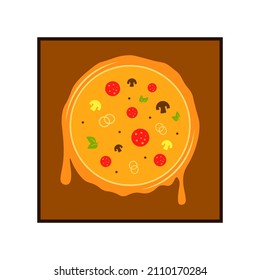 Pizza in a box on a white background.Design template icon,badge,pictogram,symbol.Vector illustration