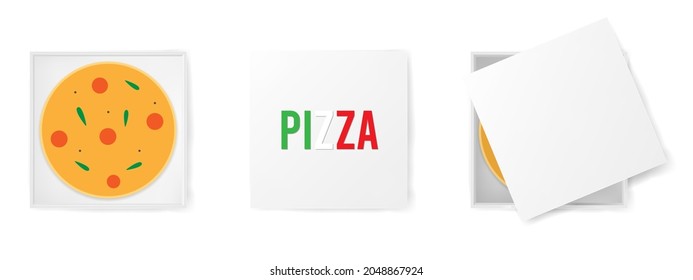 Pizza box on white simple illustration