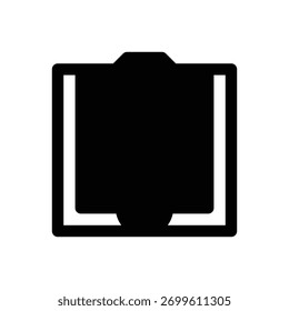 Caixa de pizza. Ícone de vetor de traçado com contorno e detalhes preenchidos em preto.