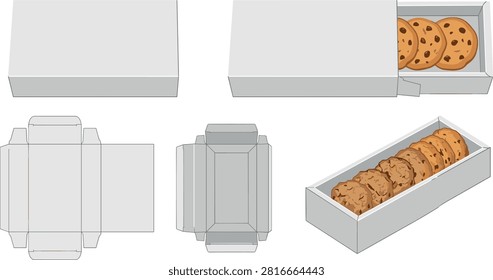 Pizza Box Packaging Die Cut Template with Hinged Lid and Windowless Snack Tray Concept Mockup on White Background